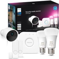 philips hue secure starter pack camara de vigilancia  2 sensores  2 bombillas  philips bridge