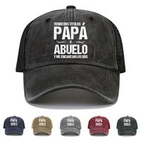 gorra de beisbol de malla con estampado de eslogan en espanol tengo dos titulos papa y abuelo y me encantan los dos de algodon lavado transpirable gorras de camionero visera curva ajustable