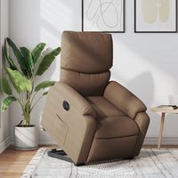 vidaxl sillon electrico reclinable elevable de tela marron