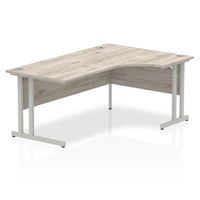 impulse 1800mm right crescent desk grey oak top silver cantilever leg