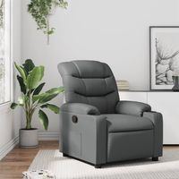 vidaxl sillon reclinable de cuero sintetico gris