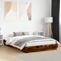 vidaxl estructura de cama madera de ingenieria roble ahumado 160x200cm