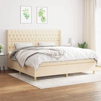 vidaxl cama box spring con colchon tela color crema 200x200 cm