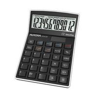 aurora black 12-digit semi-desk calculator