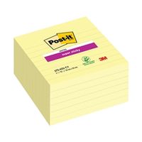 post-it notes super sticky xl 101 x 101mm lined canary yellow 6 pack