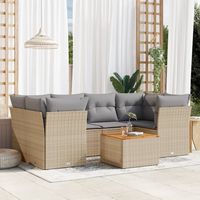 vidaxl juego de sofas jardin con cojines beige mezcla 7 pzas ratan pe