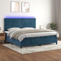 vidaxl cama box spring colchon y led terciopelo azul oscuro 200x200 cm