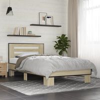 vidaxl estructura cama madera ingenieria metal roble sonoma 100x200 cm