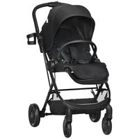 homcom silla de paseo ligera con asiento reversible y reclinable cochecito para bebe de 0-36m plegable 83x59x104cm negro