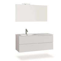 mueble de bano banera izquierda 4 piezas en mdf blanco mate