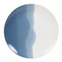 plato llano de ceramica blanca y azul