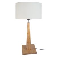 lampara de mesa redondo madera wangue y blanco d30xp30xh54 cm