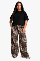 pantalon plus de pernera ancha con estampado de leopardo multi