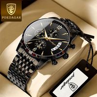 poedagar relojes para hombre de acero inoxidable con calendario luminoso e impermeable relojes de pulsera de cuarzo para hombre de negocios de moda opcion ideal para regalos