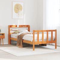 vidaxl estructura cama con cabecero madera pino marron cera 100x200 cm