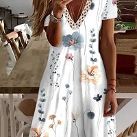 vestido con estampado floral y detalles de encaje estilo vacacional con escote en v para primavera y verano ropa de mujer