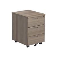 mezzo 3 drawer mobile pedestal - grey oak - tesmp3go