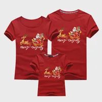 christmas mom dad t-shirt christmas deer print family matching christmas tshirt mommy daddy baby short sleeve red shirt clothes