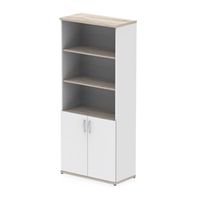 impulse 2000mm open shelves cupboard grey oakwhite with white doors