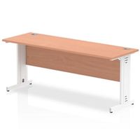 impulse 1800 x 600mm straight desk beech top white cable managed leg