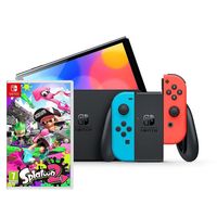 nintendo pack switch oled azul neonrojo neon  splatoon 2