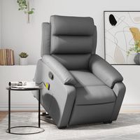 vidaxl sillon reclinable de masaje de pie cuero artificial gris