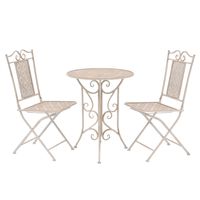 vidaxl mesa y sillas bistro de jardin 3 piezas acero blanco