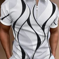 camisa de manga corta con estampado 3d y cierre de cremallera en el cuello moda masculina ideal para el verano y actividades al aire libre