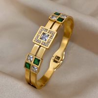 nueva pulsera de acero inoxidable chapada en oro de 18k con incrustaciones de circonita cuadrada y pedreria un lujo discreto y un regalo exquisito para seres queridos familiares y amigos