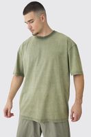 camiseta tall oversize con lavado de acido verde