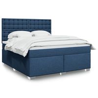 vidaxl cama box spring con colchon tela azul 180x200 cm