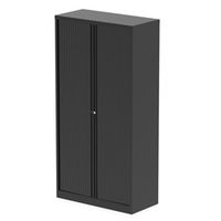 qube by bisley 2000mm side tambour cupboard black no shelves