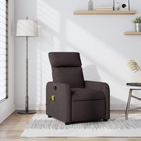 vidaxl sillon de masaje reclinable de tela marron oscuro