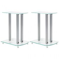 vidaxl set de 2 soportes para altavoz cristal transparenteplata