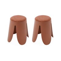 taburete apilable con asiento texturado set de 2 terra cotta