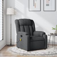 vidaxl sillon de masaje reclinable de tela gris oscuro