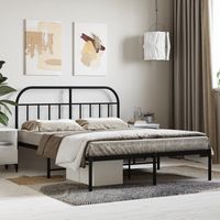 vidaxl estructura cama sin colchon con cabecero metal negro 140x190 cm