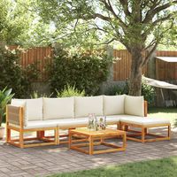 vidaxl set de sofas de jardin con cojines 6 pzas madera maciza acacia