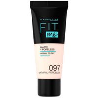 maybelline new york base de maquillaje fit me foundation matteporeless 97-natural porcelain para mujer