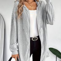 sudadera con capucha y cordon top acanalado cardigan de manga larga casual para primavera y otono ropa de mujer