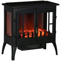 homcom chimenea electrica 1000w2000w con ventanas 60x37x605cm negra