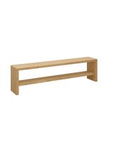 banco zapatero de madera maciza en tono roble medio de 165x45cm