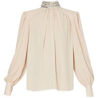 liu jo blusa blusa de tejido georgette con strass para mujer