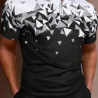 camiseta de golf con estampado grafico geometrico para hombre camisa informal de manga corta con solapa y media cremallera para actividades al aire libre