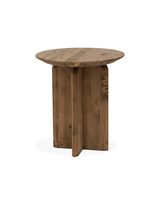 mesa auxiliar de madera maciza en tono envejecido de 50x45cm