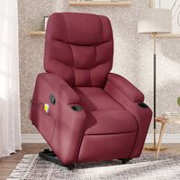 vidaxl sillon reclinable de masaje elevable tela rojo tinto