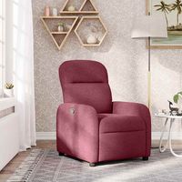 vidaxl sillon reclinable de tela rojo tinto