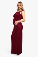 vestido premama maxi de malla con purpurina y espalda baja rojo