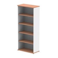 impulse 2000mm bookcase beech and white