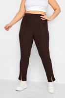 leggings marron chocolate canale con abertura mujer curvy y tallas grandes yours